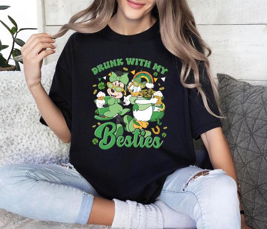 Disney Besties St Patrick's Day Shirt, Minnie And Daisy St. Patrick's Day Shirt, Minnie Girls Patrick's Day Shirt, Disney Girl Shamrock Tee