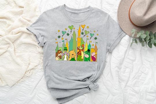 Winnie The Pooh and Friends St Patricks Day Shirt, Winnie the Pooh Disney Castle Shirt,Disney St Patricks Day T-Shirt,Cute Pooh Bear Shirt