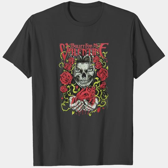 Bullet For My Valentine  Roses And Heart Black Gift T-Shirts