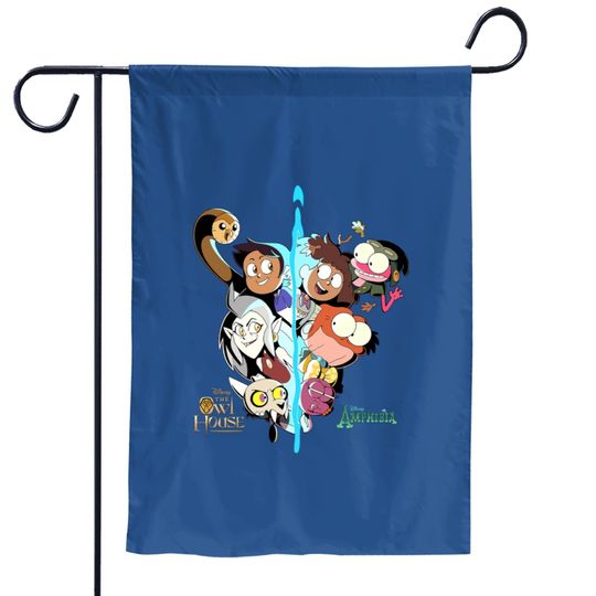 The Owl House and Amphibia Disney Garden Flags, The Owl House All Characters Garden Flags