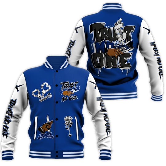 Hyper Royal 12s Varsity Jacket, Trust No One Baseball Jackets