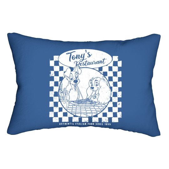 Retro Lady And Tramp Tony's Restaurant Lumbar Pillows, Disney Valentine's Day Couples Matching Lumbar Pillows