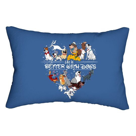 Life is Better With Dogs Disney Lumbar Pillows, Disney Dogs Lumbar Pillows, Disney Dog Mom & Lovers