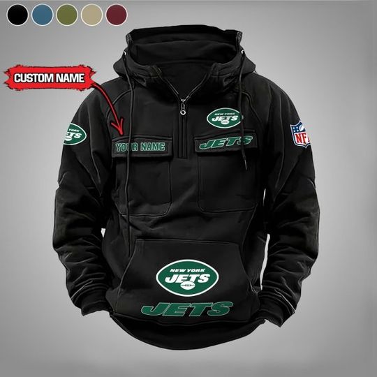 Personalized NYJ Vintage Cargo Hoodie, Game Day Shirt, Gift For Men