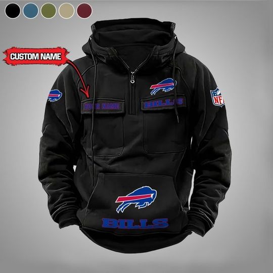 Personalized Buffalo Bills Vintage Cargo Hoodie, Game Day Shirt, Gift For Men