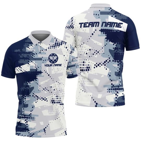 Personalized Name Team Name Navy Blue With Spatter Pickleball Men's Polo