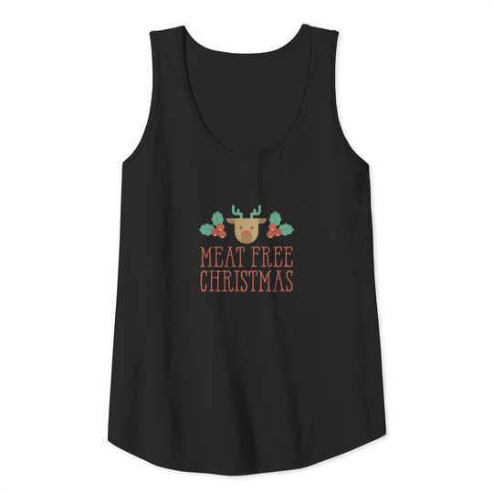 Meat Free Christmas Reindeer Mistletoe Vegan Xmas Tank Top