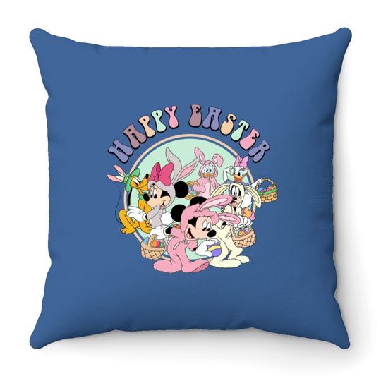 Vintage Disney Happy Easter Throw Pillows, Mickey and Friends Throw Pillows, Disney World Throw Pillows