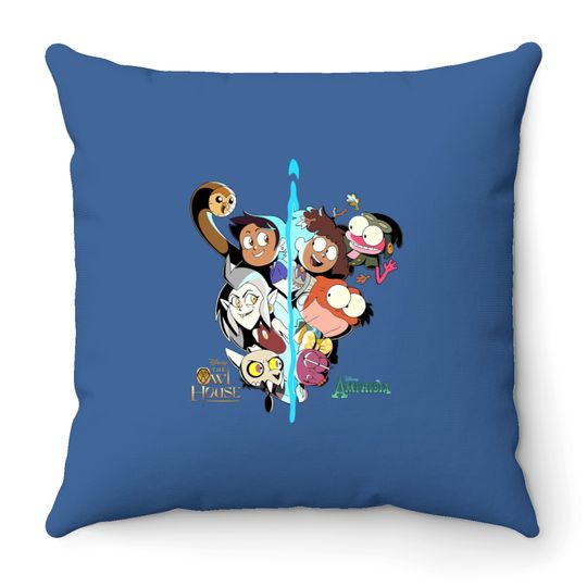 The Owl House and Amphibia Disney Throw Pillows, The Owl House All Characters Throw Pillows