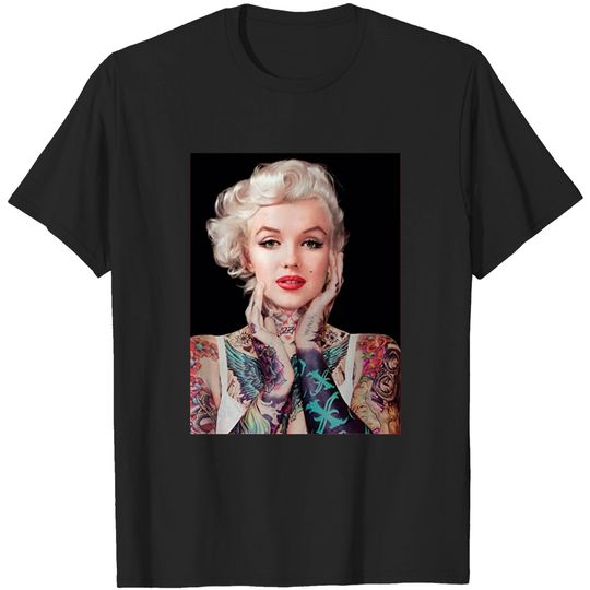 Discover Marilyn Monroe Tattoos Black Pop Culture Graphic T-Shirt
