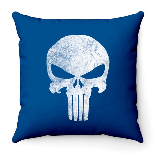 Skull With Headdress Throw Pillows Marvel Punisher Skull Symbol Distressed