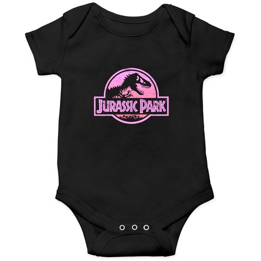 Jurassic Park Retro Neon Pink Logo Graphic Onesie