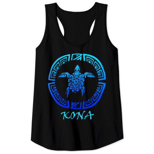 Discover Kona, Hawaii Vintage Retro Tribal Turtle Vacation Tank Tops