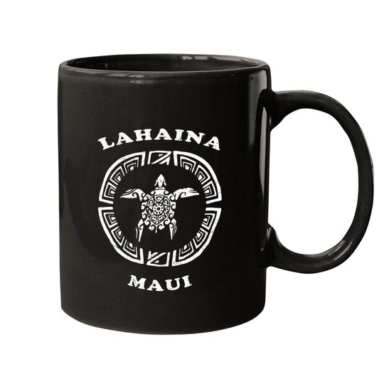 Lahaina Maui Vintage Retro Tribal Turtle Vacation Mugs