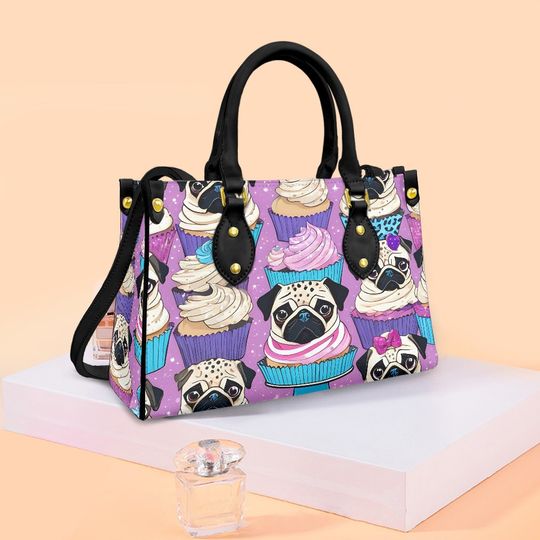 Discover Pug cupcake Leather Bags, Dog Lover Gift