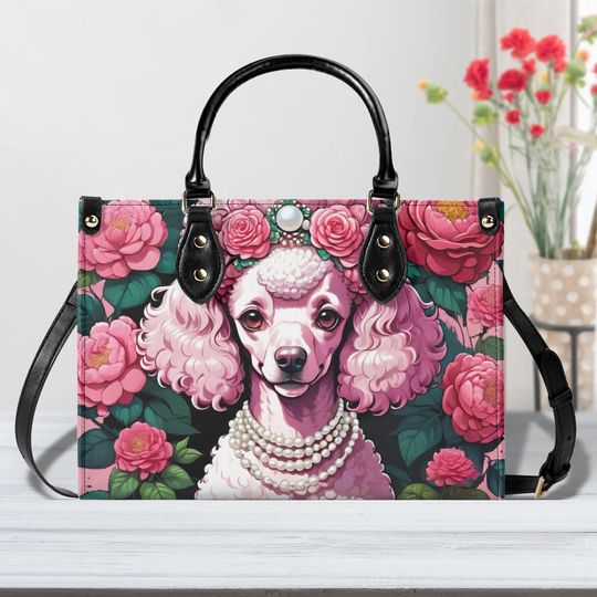 Pink Poodle Leather Bags, Dog Lover Gift