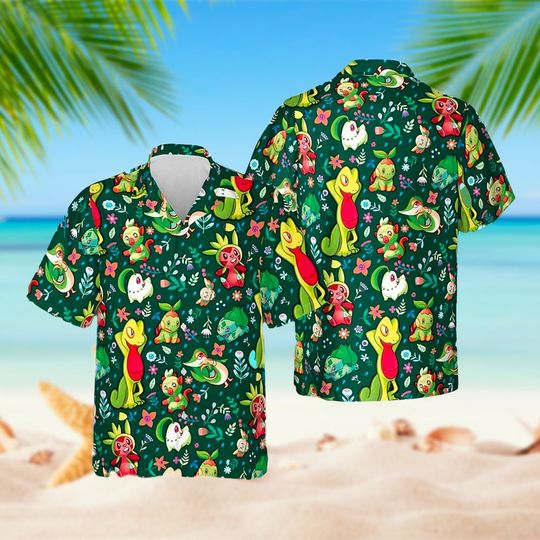 Grass Type Summer Hawaii Shirt, Grass Type Button Up Shirt