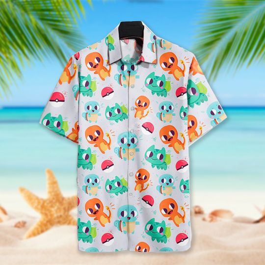 Chibi Cute Hawaii Beach Shirt, Frog Button Up Shirt Holiday, Animated Hawaiian Shirt