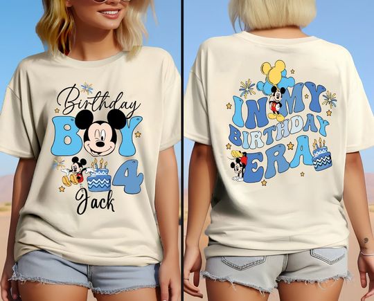 Disney Mickey Birthday Boy Two-Sided Shirt, Disney In My Birthday Era Shirt, Mickey Mouse Party Tee, Custom Birthday Boy Shirt, Mickey Mouse