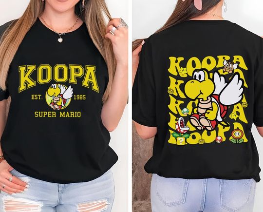 Koopa Super Mario Two-Sided Shirt, Mario Koopa Shirt, Mario And Koopa Shirt, Super Mario Shirt, Super Mario Gift, Koopa Kid Birthday Shirt