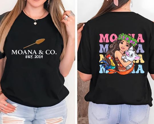 Disney Princess Moana Two-Sided Shirt, Disney Moana Tee, Birthday Girl Trip Tee,Girls Gift Tee, Disney Hei Hei And Pua Shirt,Disney Princess