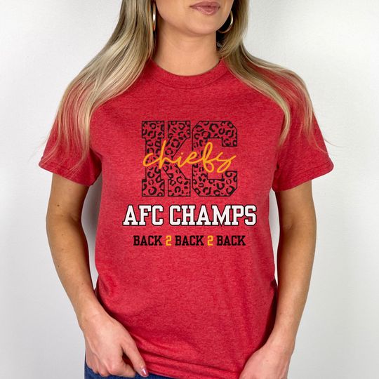 Chiefs AFC Champs Unisex Tee, Kansas City Chiefs Shirt, Back to Back to Back Jersey,  Football Clothing, Team Top, Chiefs Football Gift