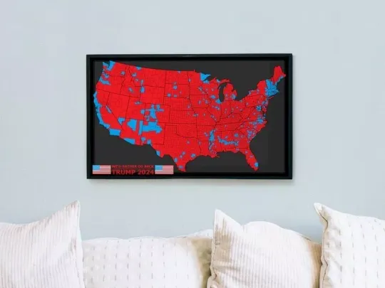 Trump 2024 Election Map Art Print, MAGA Republican Poster, USA Patriotic Poster
