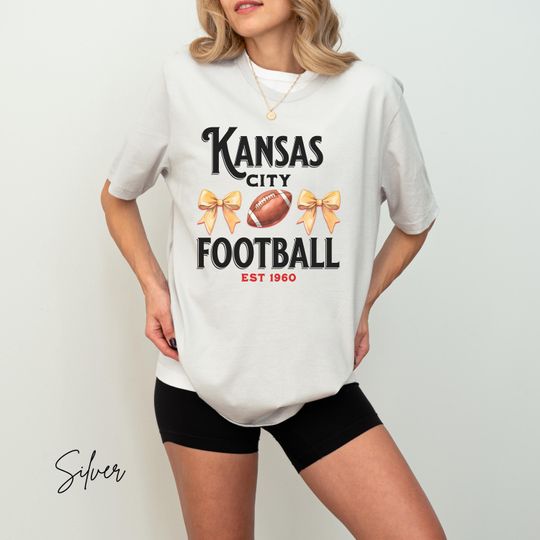Kansas City Chiefs Football Shirt, Bow and Football Design, Super Bowl Attire, Girly KC Chiefs Shirt, Everyday Wear Shirt, Comfy Cozy Shirt