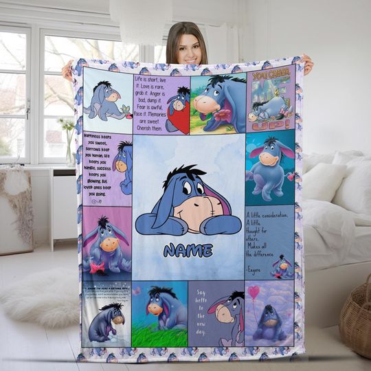 Personalized Winnie The Pooh Blanket/Eeyore Pooh Bear Blanket/Winnie The Pooh And Friends Blanket/Eeyore Blanket