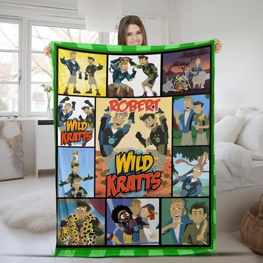 Personalized Wild Kratts Velvet Blanket/Custom Name Wild Kratts Blanket/Wild Kratts Cartoon Blanket/Christmas Gift/Birthday Gifts