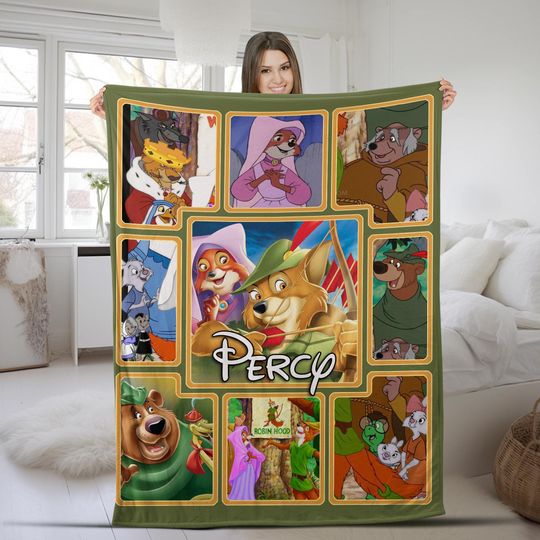 Disney Disney Robin Hood Blanket, Custom Name Robin Hood Birthday Gifts, Lady Marian Little John Robin Hood