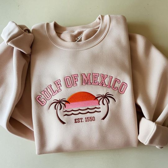 Embroidered Gulf of Mexico Sweatshirt, Patriotic Unisex Tee, American Gulf of Mexico Shirt, Map Lover Shirt, American Pride Tee Patriotic