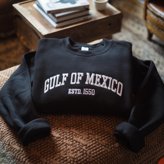 Embroidered Gulf of Mexico Shirt Sweatshirt Gulf Coast Shirt Texas Albm Mississippi Florida Beach Crewneck Mexico Gift for Mexico