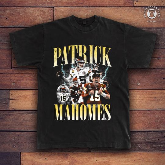Patrick Mahomes Graphic T-Shirt- 90's art style Vintage Kansas City Chiefs football team retro apparrel football tee athlete gift for fans