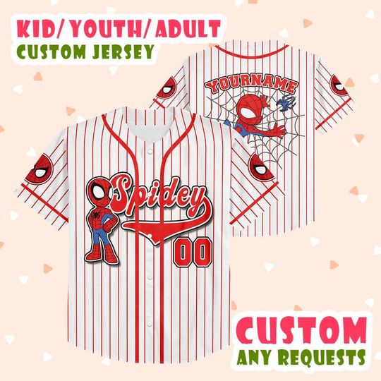 Spidey New Generation Movie Custom Baseball Jersey, Personalized Spidey Cartoon New Movie Jersey, Gift For Kids, Spidey Lovers