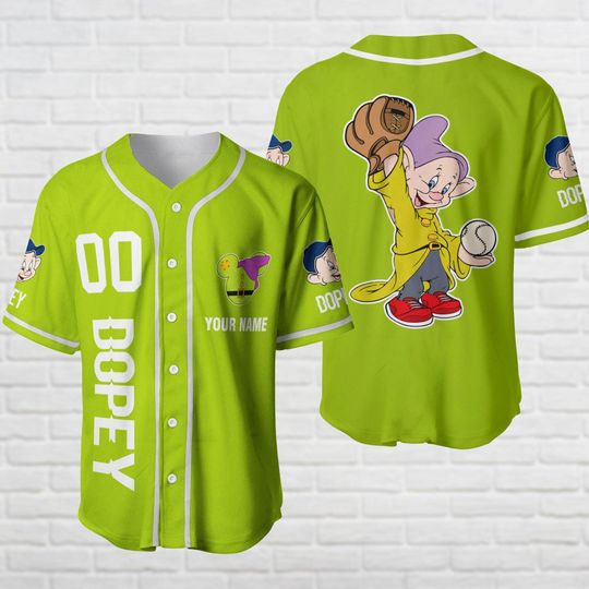 Custom Disney Baseball Jersey, Dopey Jersey Shirt, Seven Dwarfs Baseball Shirt, Dopey Dwarfs Football Jersey, Gift For Baseball Fan