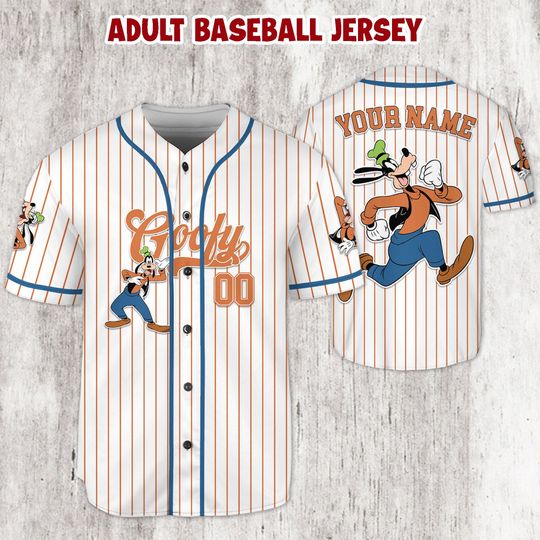 Personalized Goofy Baseball Jersey, Custom Kid Youth Adult Jersey, Disneyland Trip Gift for Sport Fans