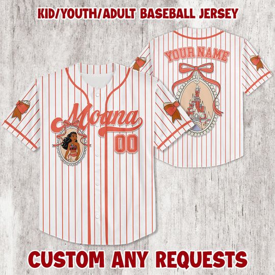 Custom Disney Princess Moana Castle Bow Jersey, Jersey for Kids, Youth & Adults , Disney Castle Bow Jersey