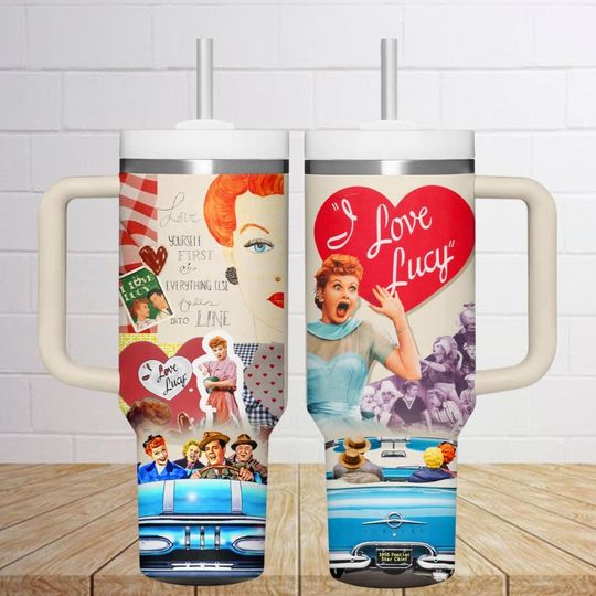 I Love Lucy Show 40oz Tumbler, Lucy Ricardo Stainless Tumbler, Tv Show Fan Gift, I Love Lucy Drinkware Tumbler, Gift For Her