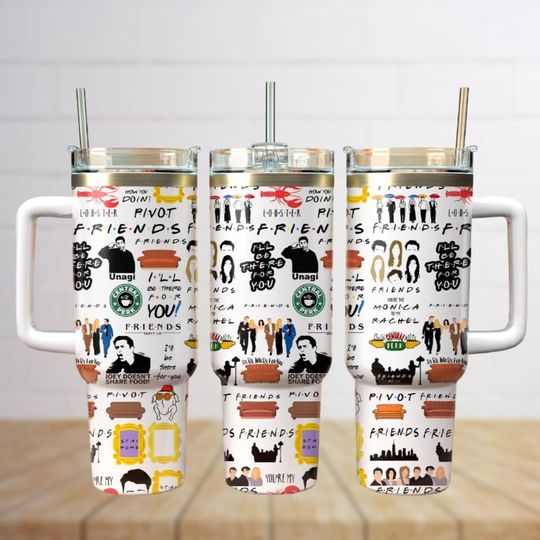 Friends 40oz Tumbler, Tv Series 9Tumbler Cup, Friends Chandler Tumbler, Central Perk Stainless Steel Tumbler, Gift For Fans