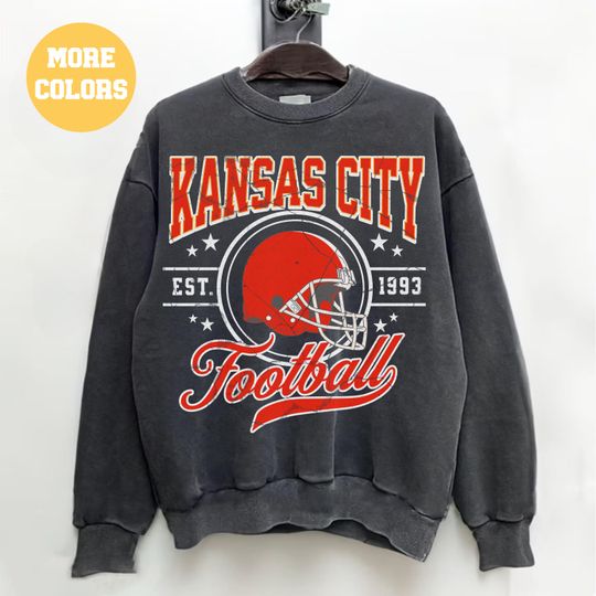 Comfort Colors Kansas City Football Sweatshirt, Vintage Kansas City Football Crewneck, Chief shirt, Chief Sweatshirt, Butker, Mahomes