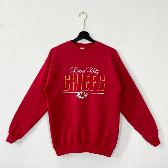 Vintage 90s Kansas City Chiefs Sweatshirt Chiefs Crewneck Chiefs Sweater Pullover Sportswear football Kansas City Chiefs Embroidered Logo Small