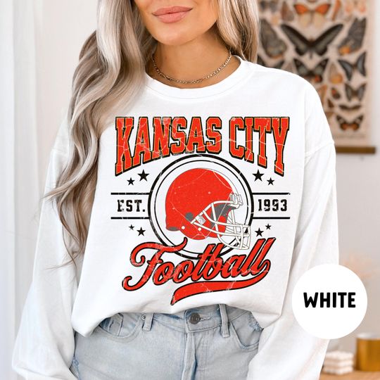 Comfort Colors Kansas City Football Sweatshirt, Vintage Kansas City Football Crewneck, Chief shirt, Chief Sweatshirt, Butker, Mahomes