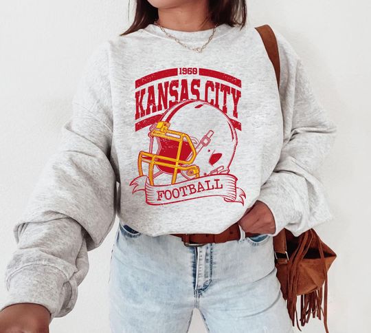 Vintage Kansas City Sweatshirt, Kansas City Chiefs Sweatshirt, Gift for KC Lovers, Kansas City Fan Sweatshirt, Pullover Football Crewneck