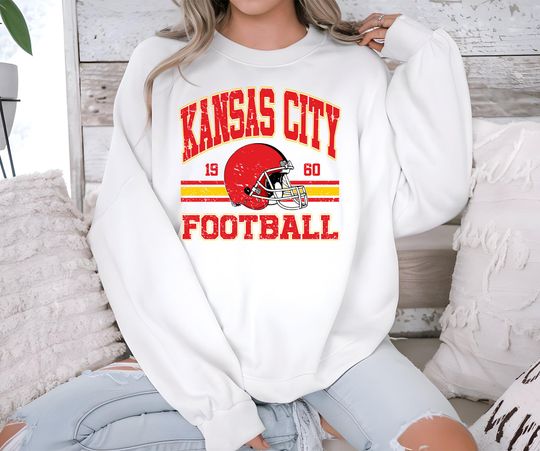 Vintage Kansas City Sweatshirt, Kansas City Chiefs Football Sweatshirt, KC Chiefs Crewneck Sweater, Football Game Day Shirt, Gift for Him