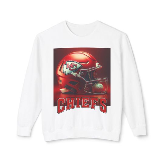 Kansas City Chiefs Helmet Unisex Lightweight Crewneck Sweatshirt, football Sweater, Sports Fan Gift, Football Sweatshirt, Game Day Apparel