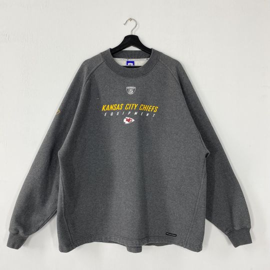 Vintage Kansas City Chiefs Sweatshirt Kansas City Chiefs Crewneck Chiefs Sweater Sportswear football Kansas City Chiefs Print Logo Grey XXLarge
