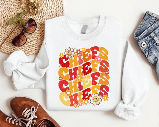 Retro Chiefs Sweatshirt, Floral Chiefs Sweatshirt, Kansas City Fan Shirt, Trendy Chiefs Crewneck Sweater, Chiefs Football Supporters Hoodie