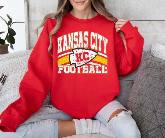 Kansas City Chiefs Sweatshirt, Vintage Kansas City Sweatshirt, KC Football Crewneck Sweatshirt, Kansas City Chiefs Hoodie, KC Chiefs Shirt