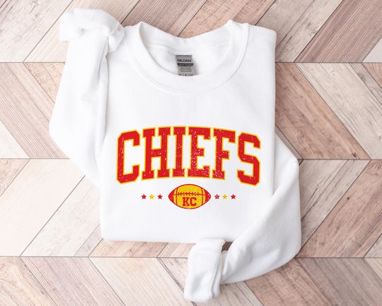 KC Chiefs Sweatshirt, KC Chiefs Crewneck Sweater, Kansas City Football Sweatshirt, Chiefs Sweatshirt, Chief Print Tee, Gift for Football Fan